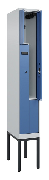 C+P Z-Spind Evolo PLUS, Gestell, 2 Fächer, 2120x300x500mm, 7035/5023, Zylinderschloss, 0490337-102 S10041