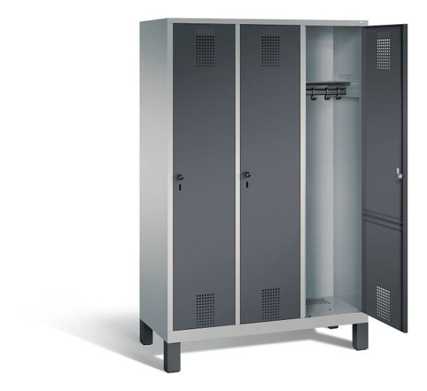 C+P Garderobenschrank Evolo, H1850xB1200xT500mm, Farbe: Weißaluminium / Anthrazitgrau, 48010-32 S10534