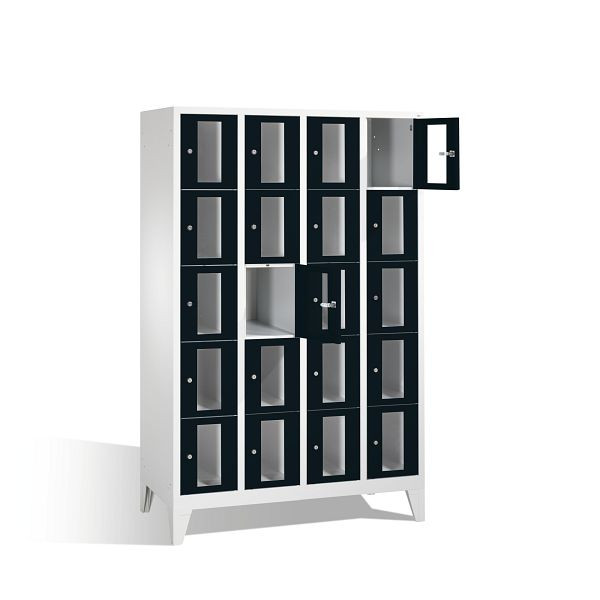 C+P Schließfachschrank Classic, H1850xB1190xT500mm, Farbe: Lichtgrau / Schwarzgrau, 8010A405 S10005