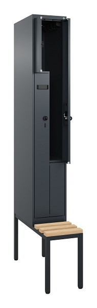 C+P Z-Spind Evolo PLUS, Bank, 2 Fächer, 2120x300x815mm, 7016/7016, Drehriegel, Sitzfläche Buche-Hartholz, Sitzbank, 0490537-102 S10013