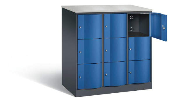 C+P XL-Schließfachschrank Resisto, H1255xB1148xT640mm, Farbe: Schwarzgrau / Enzianblau, 8573-373 S10130