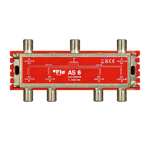 FTE Maximal AS 6 TV-Signal Verteiler (Breitbandverteiler, 6-Ausgänge, 5-2400 MHz, Classe A, F-Anschluss, Schirmungsmaß: >100 dB), 980006