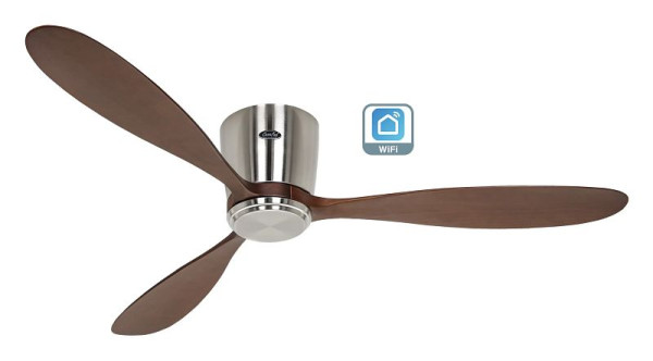 CasaFan Deckenventilator Eco Plano Wood Chrom gebürstet-Massivholz Nussbaum gebeizt WiFi, 313288W
