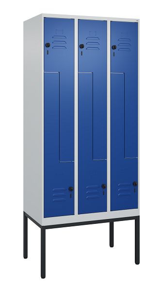 C+P Z-Spind Classic PLUS, Gestell, 6 Abteile, 2120x900x500mm, 7035/5010, Drehriegel, 0800337-306 S10003