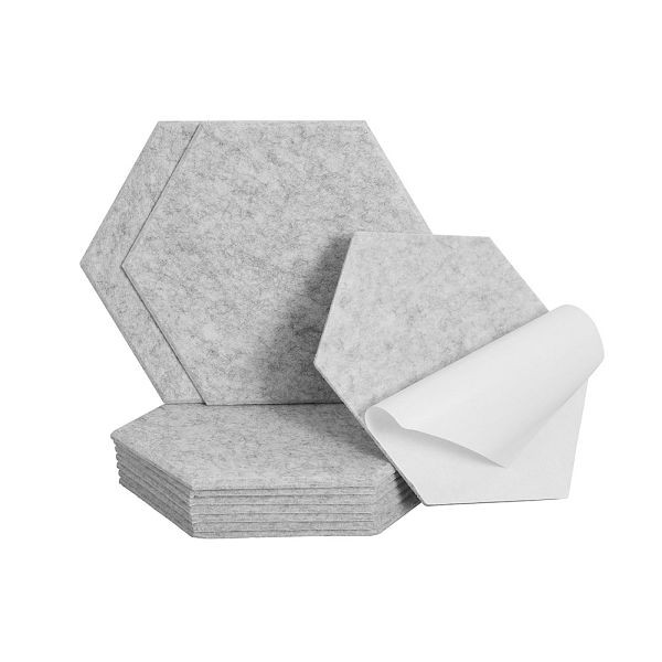 HOME DELUXE Akustikplatten HEXAGON selbstklebend SILENT – Hellgrau - 15er Set, 58791