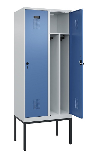C+P Spind Evolo PLUS, Gestell, 2 Abteile, 2120x800x500mm, 7035/5023, Verschluss Drehriegel, 0490307-22F S10008