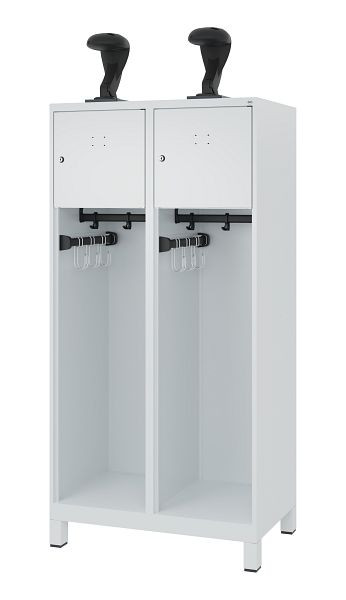 C+P Feuerwehrspind Evolo, Modell YOUNGSTER, 2 Abteile, H1530xB800xT500 mm, Lichtgrau, Sockel, 0490015-22 S10012