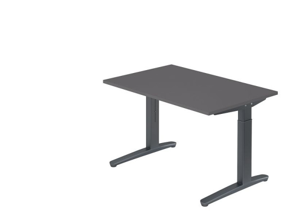 Hammerbacher Schreibtisch C-Fuß 120x80cm Graphit/Graphit, Rechteckform, VXB12/G/GG