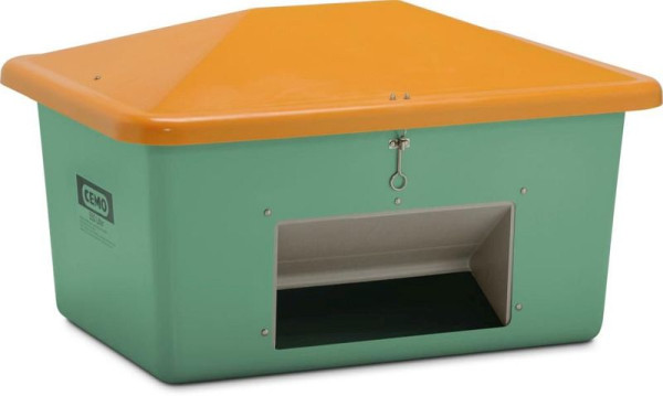 Cemo Streugutbehälter 550 l mit Entnahme, grün/orange, 10838