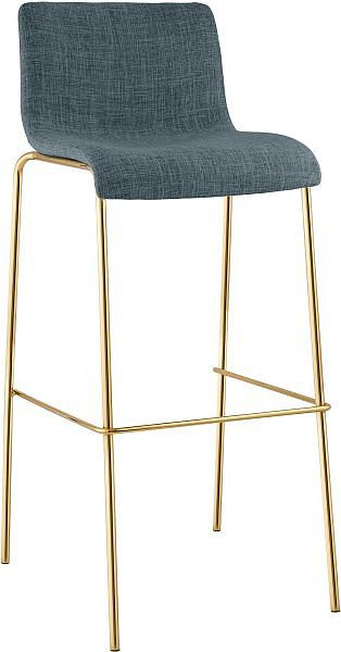CLP Barhocker Hoover Stoff 4-Fuß Gold, blau, 327060