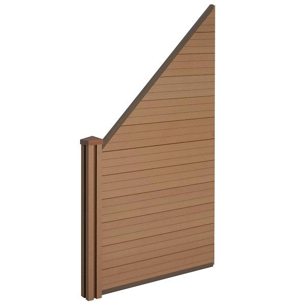 Mendler WPC-Sichtschutz Sarthe, Windschutz Zaun, WPC-Pfosten, Erweiterungselement schräg links, 0,98m teak, 77579