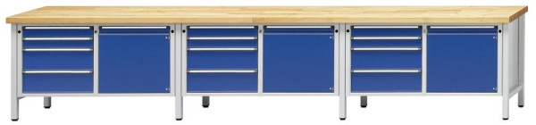 ANKE Werkbänke Kastenwerkbank, Modell 131 V, 4050 x 700 x 890 mm, RAL 7035/5010, BMP 40 mm, 301.761