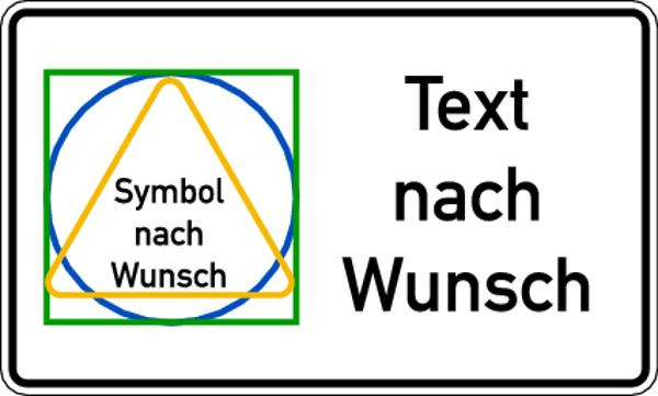 Schilder Klar Sicherheitskennzeichen: Text und Symbol nach Wunsch, 250x150x0.45 mm Aluminium geprägt, 7180/53