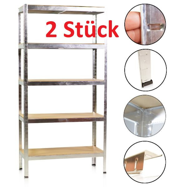 Metra Set 2x Schwerlastregal 90 x 40 x 180 cm, MDF Boden, 9710810