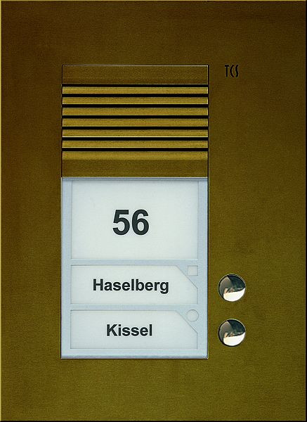 TCS Audio Außenstation Serie PUK 2 Klingeltasten (rechtsbündig), 1-spaltig, UP bronze, PUK02/1-EB