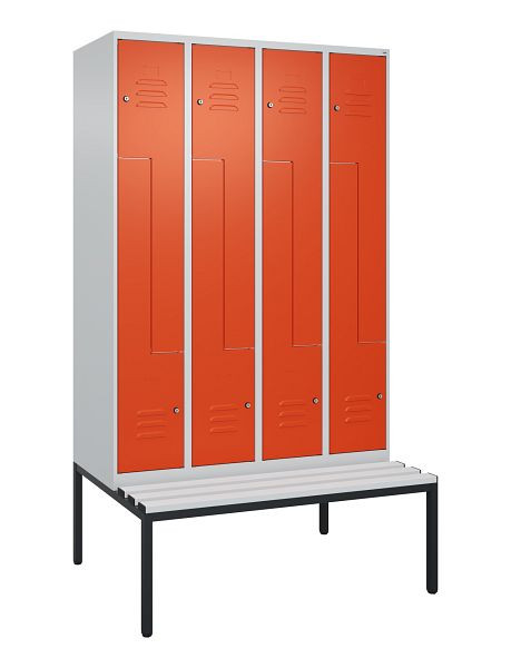 C+P Z-Spind Classic PLUS, mit untergebauter Sitzbank, 8 Abteile, 2120x1200x815mm, 7035/2004, Zylinderschlösser, 0800537-408 S10063