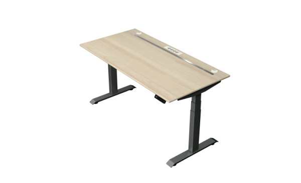 Kerkmann Steh-/Sitztisch Move boost 4 1600 X 800 elektrisch höhenverstellbar von 640-1290 mm, Anthrazit/Ahorn, 10440650