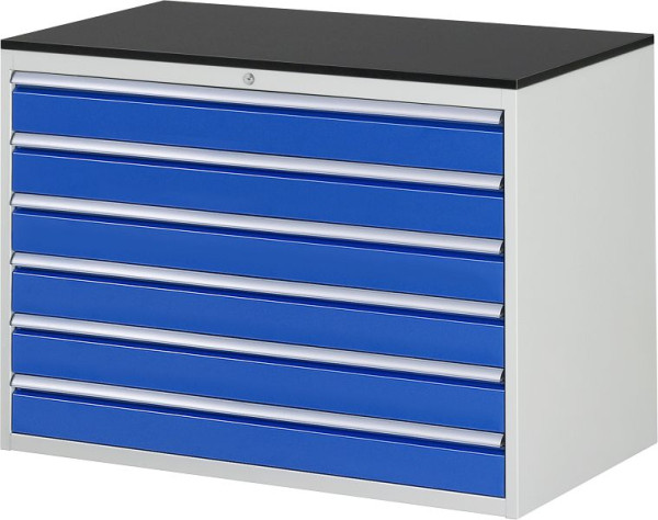 RAU Schubladenschrank Serie 7000, B1145xT650xH820mm, Schubladen: 6xH120mm, Arbeitsplatte mit Melaminharzbeschichtung, Stärke 19mm, 03-XXL5.16A-M.11