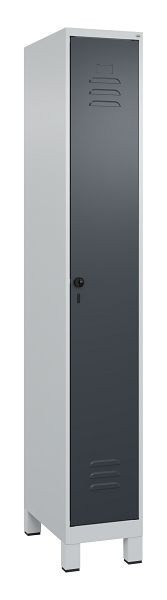C+P Umkleidespind Classic PLUS, Füße, 1950x300x500mm, 7035/7016, Drehriegel, 080010-10 S10008