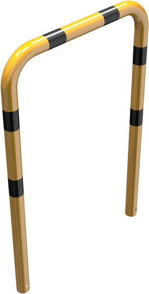 Schake Rammschutzbügel Stahlrohr Ø 76 mm gelb / schwarz, Gesamtbreite: 1000 mm, Höhe Überflur: 1150 mm, zum Einbetonieren, 477_09BG