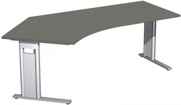 geramöbel Schreibtisch 135° links starr, C Fuß Blende optional, 2166x1130x720, Graphit/Silber, N-648315-GS