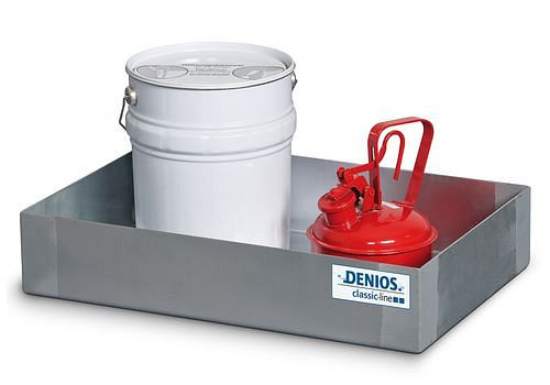 DENIOS Kleingebindewanne KBE 6030 aus Edelstahl, 20 Liter Auffangvolumen, 183506