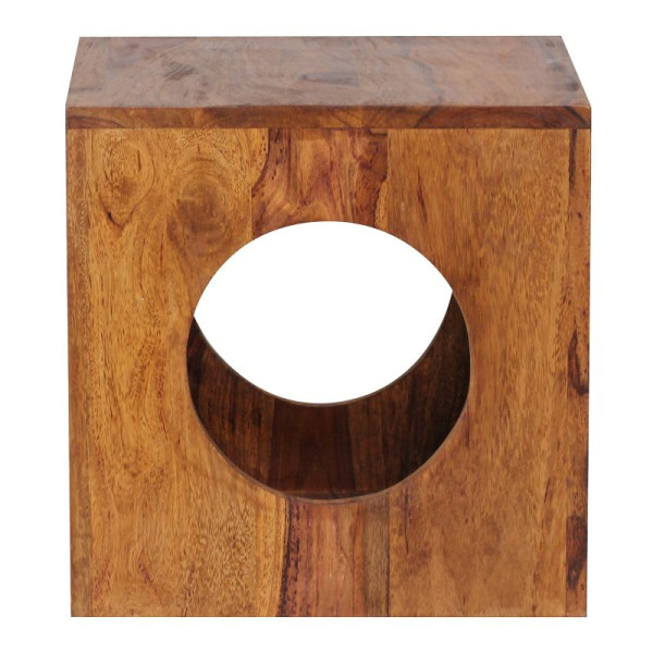 Wohnling Beistelltisch MUMBAI Massivholz Sheesham 35 x 35 cm, Cube Design, Landhaus-Stil, quadratisch, WL1.560