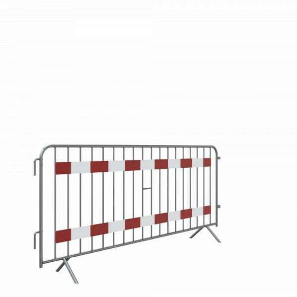 Schake Absperrgitter Typ E, aus Stahlrohr 25 mm, mit zwei Tastleisten 100 mm, Folie rot / weiß, Typ RA2/B, 419_020E2