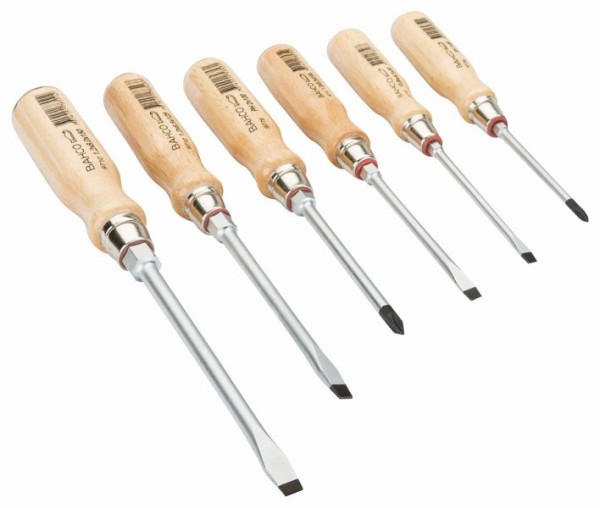 Bahco Schraubendreher-Satz, 6-teilig, Holzgriff, Schlitz + PH, 9710/S6