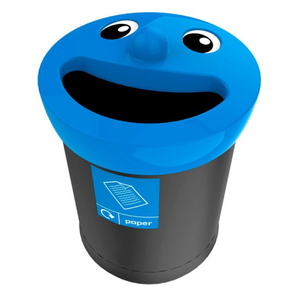 STEIN HGS Smiley Face Bin, paper, schwarz, blau, MDPE, 83534.0001