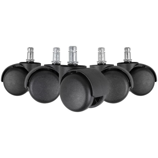 Amstyle 5er Set gebremste Weichboden-Rollen für Bürostuhl 11 mm Stift/Durchmesser 50 mm, SPM1.914