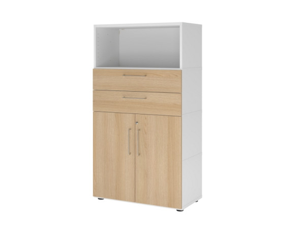 Hammerbacher Kombischrank, 4OH, weiß/eiche, VFW48K2KG/W/E/BS
