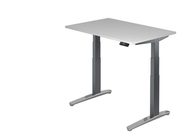 Hammerbacher Sitz-Steh-Schreibtisch elektrisch 120x80cm Weiß/Graphit, poliert, Rechteckform, VXBHM12/W/GC
