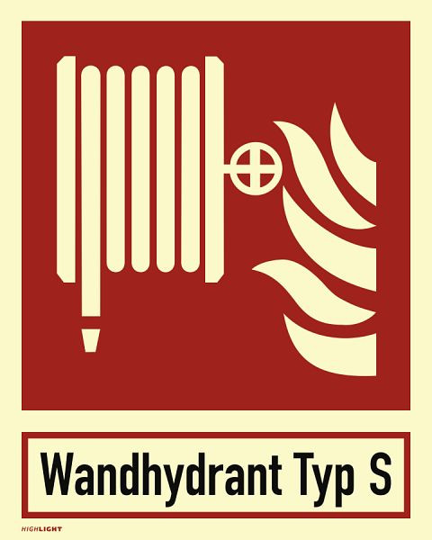 Moedel Kombischild Löschschlauch Typ S ISO 7010, Folie, nachleuchtend, 160-mcd, 200x250 mm, 98509