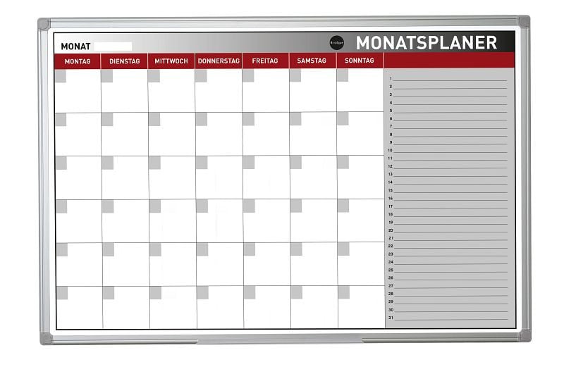 Bi-Office Earth Magnetischer Monatsplaner mit Aluminiumrahmen 60x90cm, GA03130790