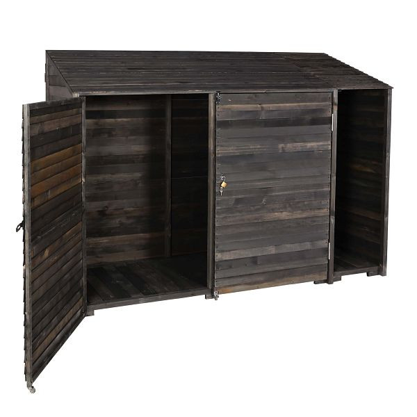 Mendler Geräteschuppen HWC-J75, Geräteschrank Gerätehaus, Holz gebeizt, 180x250x93cm, anthrazit-grau, 83053+89577