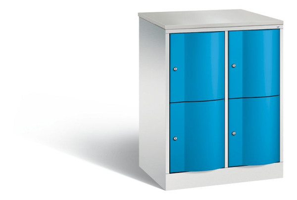 C+P Schließfachschrank Resisto,4 Fächer, H1077xB772xT540mm,Grau/Lichtblau/DBSHellgrau, 8472-272 S10128