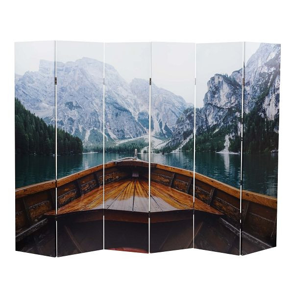 Mendler Foto-Paravent HWC-A83, Raumteiler Trennwand Sichtschutz, 180x244cm Boot, 84846