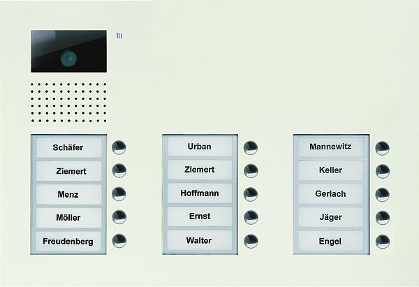 TCS Video Außenstation Serie AVU mit 15 Klingeltasten (rechtsbündig), 3-spaltig, UP weiß, AVU16150-0019
