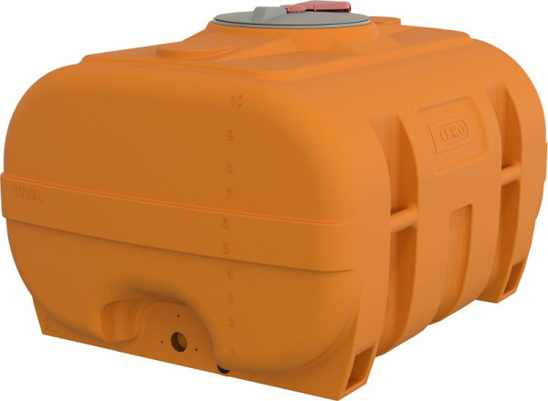 Cemo PE-Fass 1000 l kofferförmig, mit Klappdeckel 380 Orange RAL2003, 12235