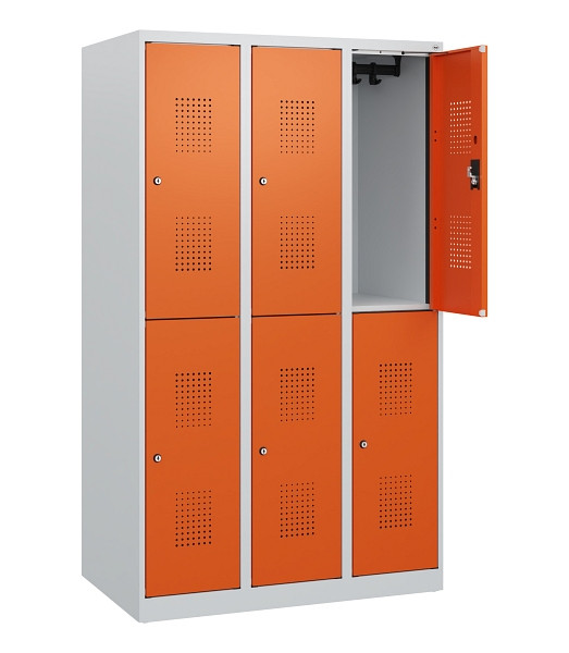 C+P Doppelstöckiger Spind Evolo PLUS, 6 Fächer, 1530x900x500mm, 7035/2004, Zylinderschloss, 0493005-30 S10022