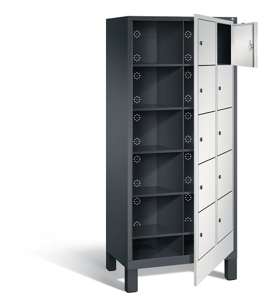 C+P Wäsche-Sammelschrank Evolo, H1850xB810xT500mm, Farbe: Schwarzgrau / Lichtgrau, 48060-205 S10152