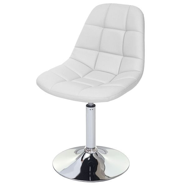 Mendler Esszimmerstuhl HWC-A60, Stuhl Drehstuhl, Retro 50er Jahre Design, Kunstleder weiß, Chromfuß, 74859