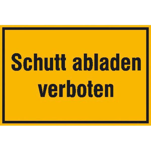 Stein HGS Hinweisschild zur Baustellenkennzeichnung, Schutt abladen verboten (gelb/schwarz), 11.5312