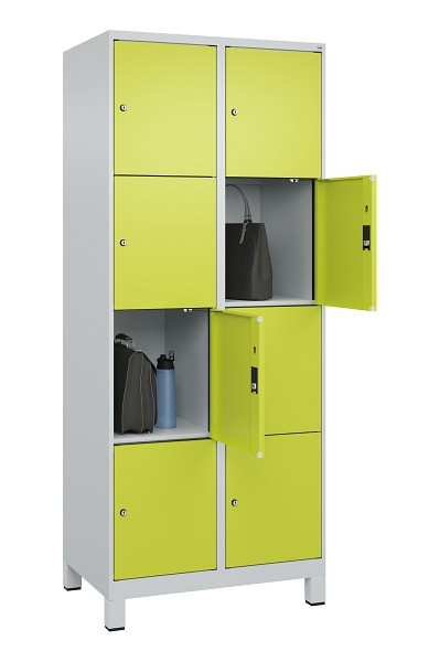 C+P Schließfachschrank Evolo PLUS, mit Füßen, 8 Fächer, 1950x800x500mm, 7035/00, Frontfarbe 1108060 RDS Clowngrün, 049010-224 S10015