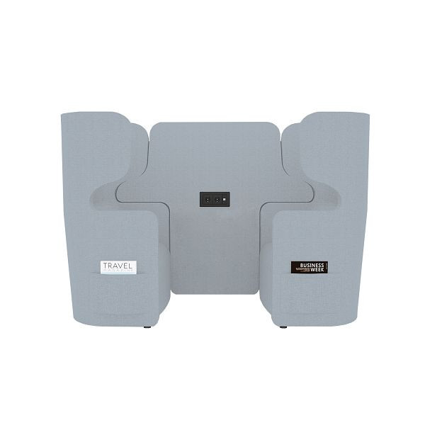 Bisley Raum in Raum Lösung Vivo, Zweisitzer, Hohe Rückenlehne, 2 Seitentaschen, 2 Steckdosen und 2 USB Anschlüsse, NE0377 himmelblau, VIVH2SETPS2.NE0377