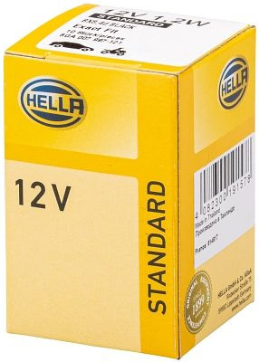 HELLA Halogen-Glühlampe, Sockelglühlampe, Standard, 12V, 1,2W, Sockelausführung Glühlampe: BX8.4d, Schachtel, 8GA 007 997-121