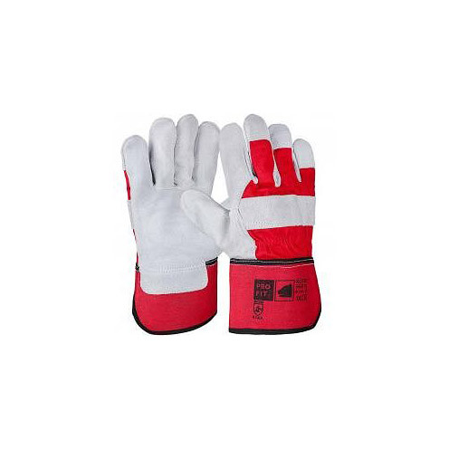 PRO FIT Rindspaltleder-Handschuh, "Küste", rot/natur, Premium-Qualität, Größe: 11, VE: 12 Paar, 550116-11