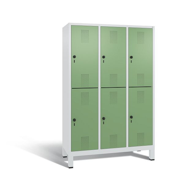 C+P Spind doppelstöckig Evolo, 3 Abteile, H1850xB1200xT500 mm, Grau/Resedagrün, 48310-32 S10051