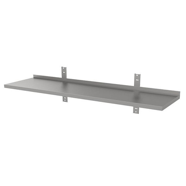 Gastro-Inox Edelstahl AISI 430 Wandregal, 1400x400mm, mit 2 Regalbodenträgern und 2 Wandkonsolen, 303.205